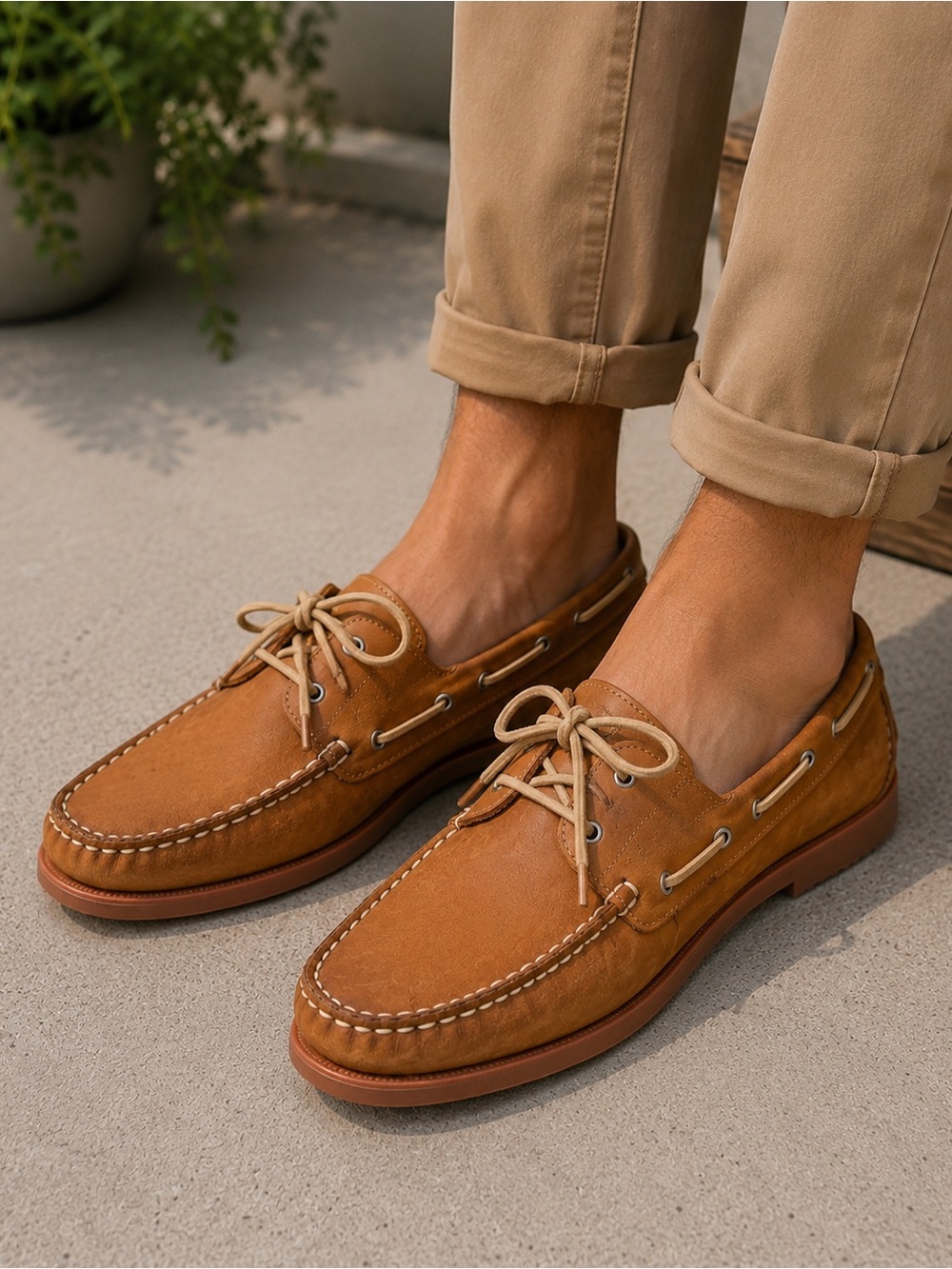 Allen Edmonds South Shore Tan Boat Shoes 10.5D